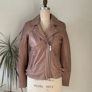 Dusty rose pink Amaryllis Motorcycle leather jacket size M EUC